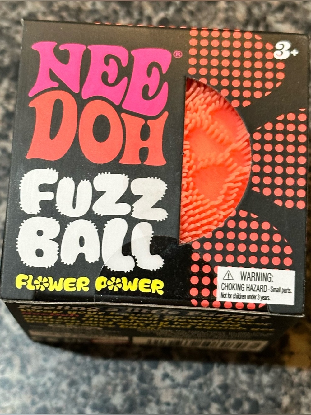 Needoh Fuzz Ball Flower Power Orange Squeeze Toy